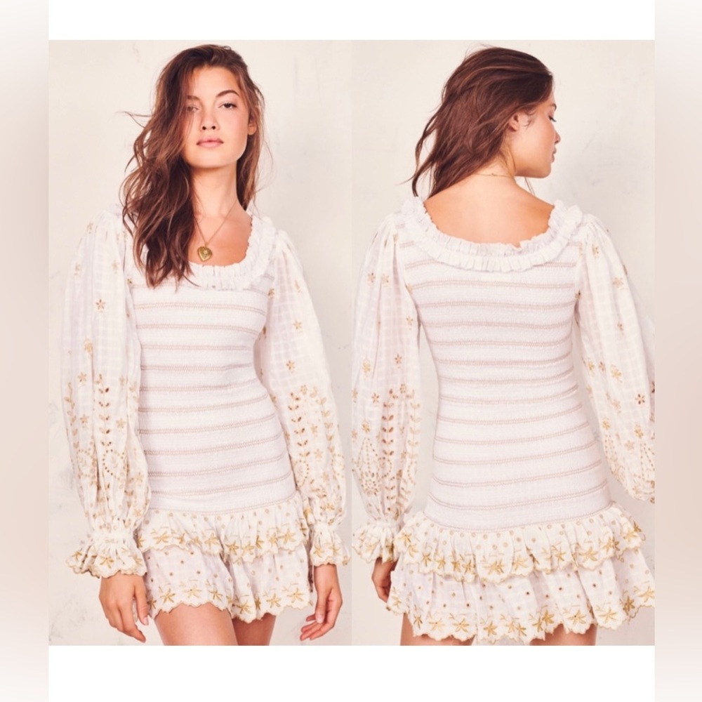 Love Shack Fancy Celia Dress in White